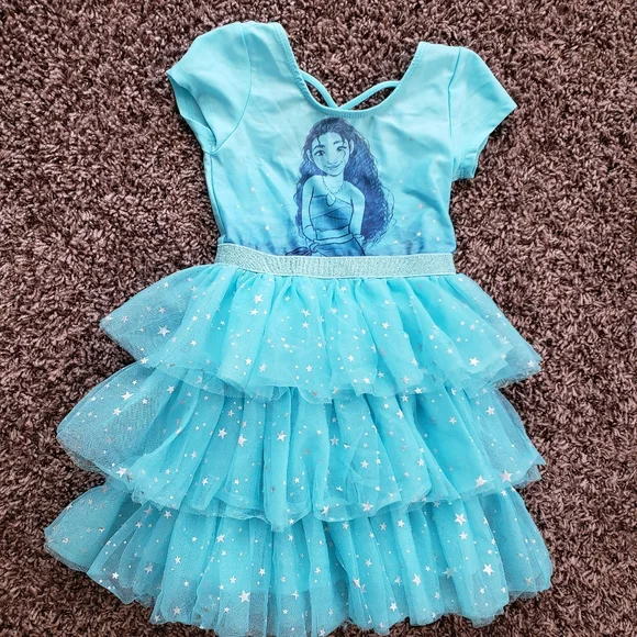 blue dress for baby girl Disney Princess Toddler Girl Moana Childlike Ruffle Flutter-Sleeve Dress Turquoise, Turquoise / 2 Years